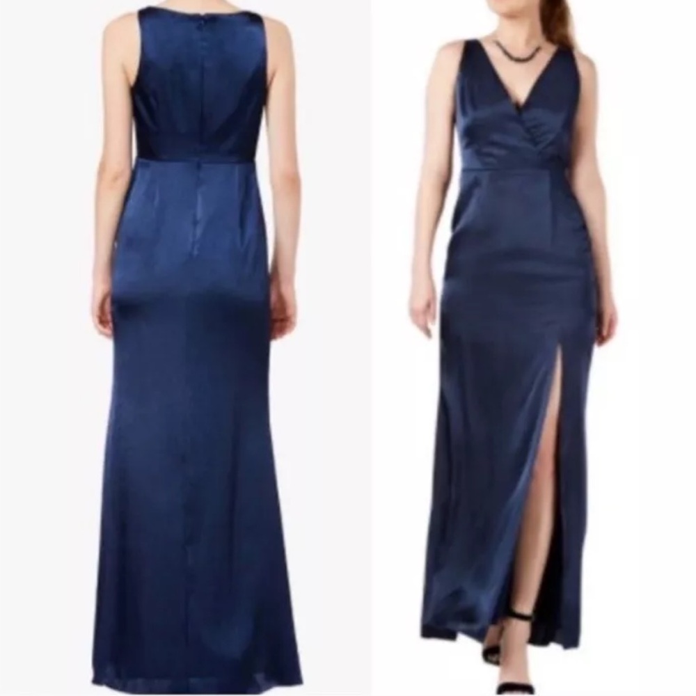 NWOT Adrianna Papell Women’s Satin Slit Long Dress Size 14 Formal Evening Gown